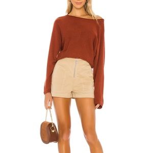TULAROSA khaki tan zip front Solana high rise shorts M